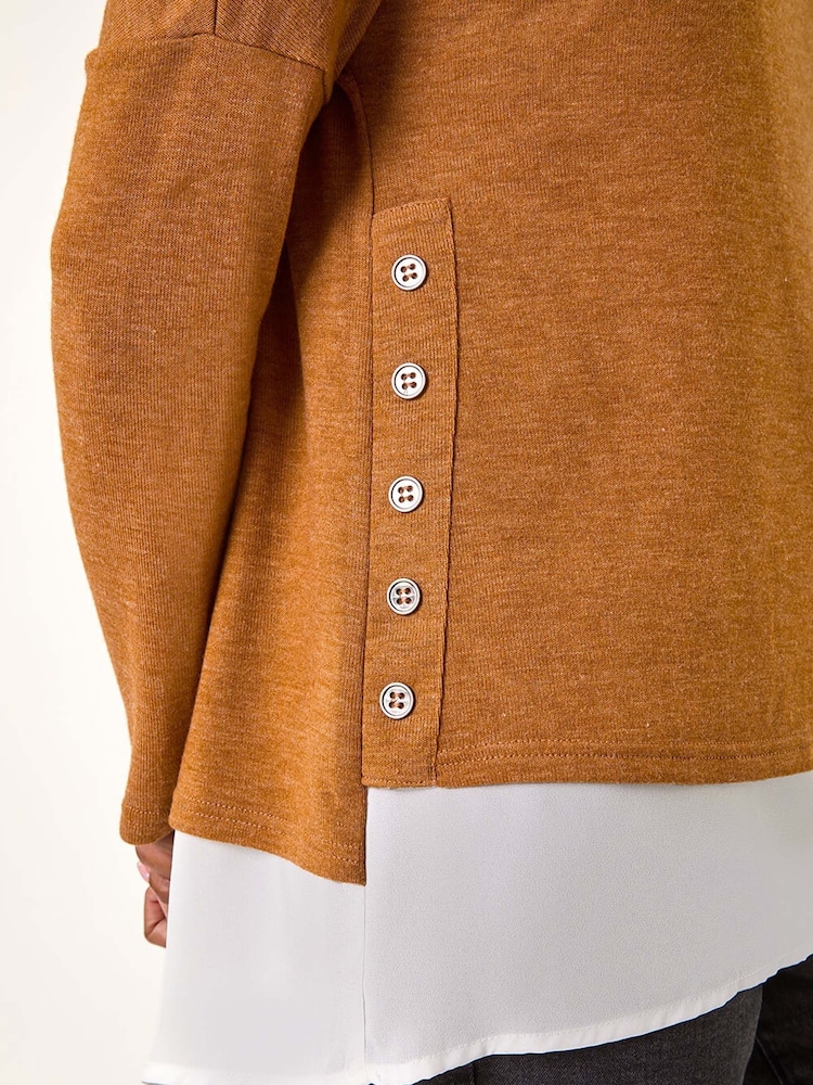 Roman Natural 2-in-1 Contrast Hem Detail Stretch Top - Image 5 of 5