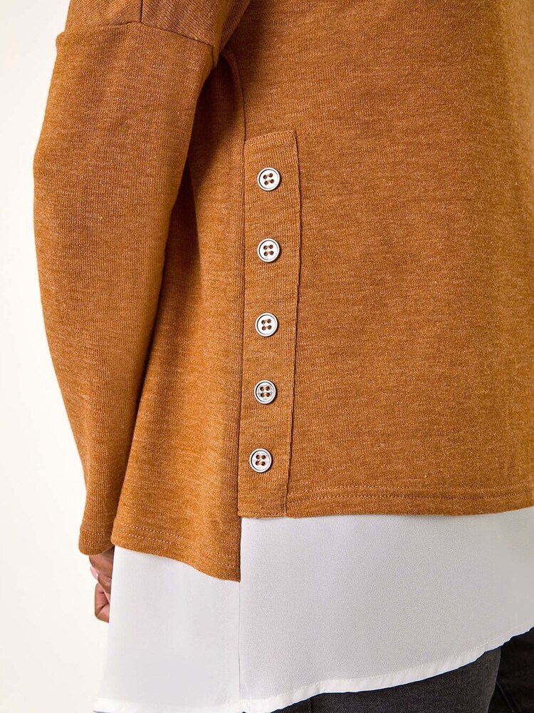 Roman Natural 2-in-1 Contrast Hem Detail Stretch Top - Image 5 of 5 Roman Natural 2-in-1 Contrast Hem Detail Stretch Top - Image 5 of 5