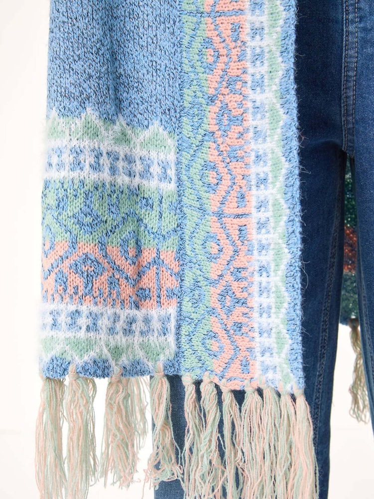 Roman Blue Patterened Fringe Cardigan - Image 5 of 5