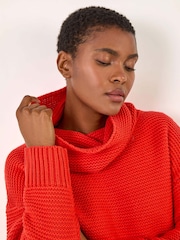 Roman Red Textured Cowl Neck Jumper - Image 1 of 6