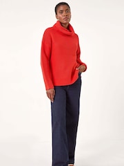 Roman Red Textured Cowl Neck Jumper - Image 2 of 6