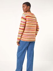 Roman Orange/ Yellow Fluffy Striped Stretch Knit Jumper - Image 3 of 5