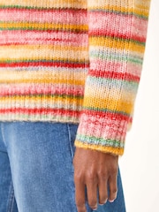 Roman Orange/ Yellow Fluffy Striped Stretch Knit Jumper - Image 5 of 5