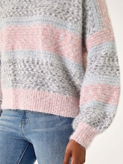 Roman Pink Soft Stripe Textured Jumper - Image 6 of 6