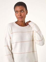 Roman White Shimmer Detail Knit Jumper - Image 1 of 5
