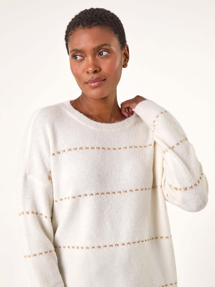 Roman White Shimmer Detail Knit Jumper - Image 1 of 5