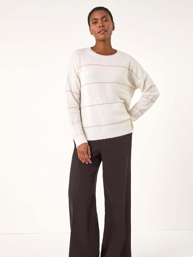 Roman White Shimmer Detail Knit Jumper - Image 2 of 5