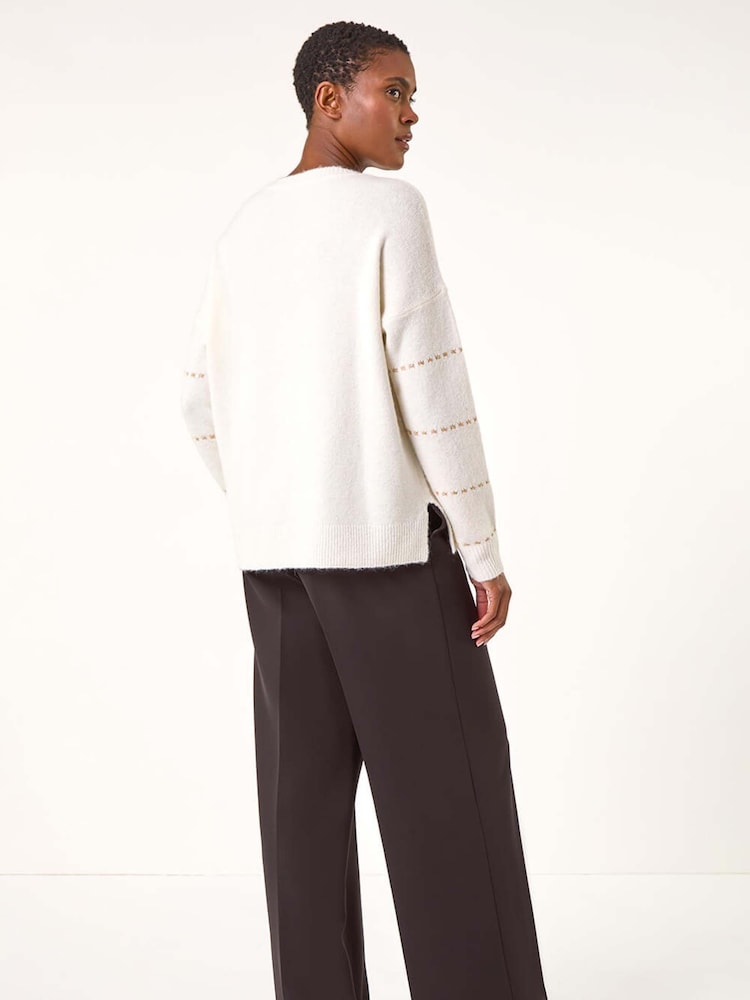 Roman White Shimmer Detail Knit Jumper - Image 3 of 5