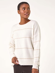 Roman White Shimmer Detail Knit Jumper - Image 4 of 5