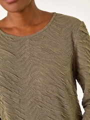 Roman Green Wave Textured Stretch A-Line Dress - Image 6 of 6