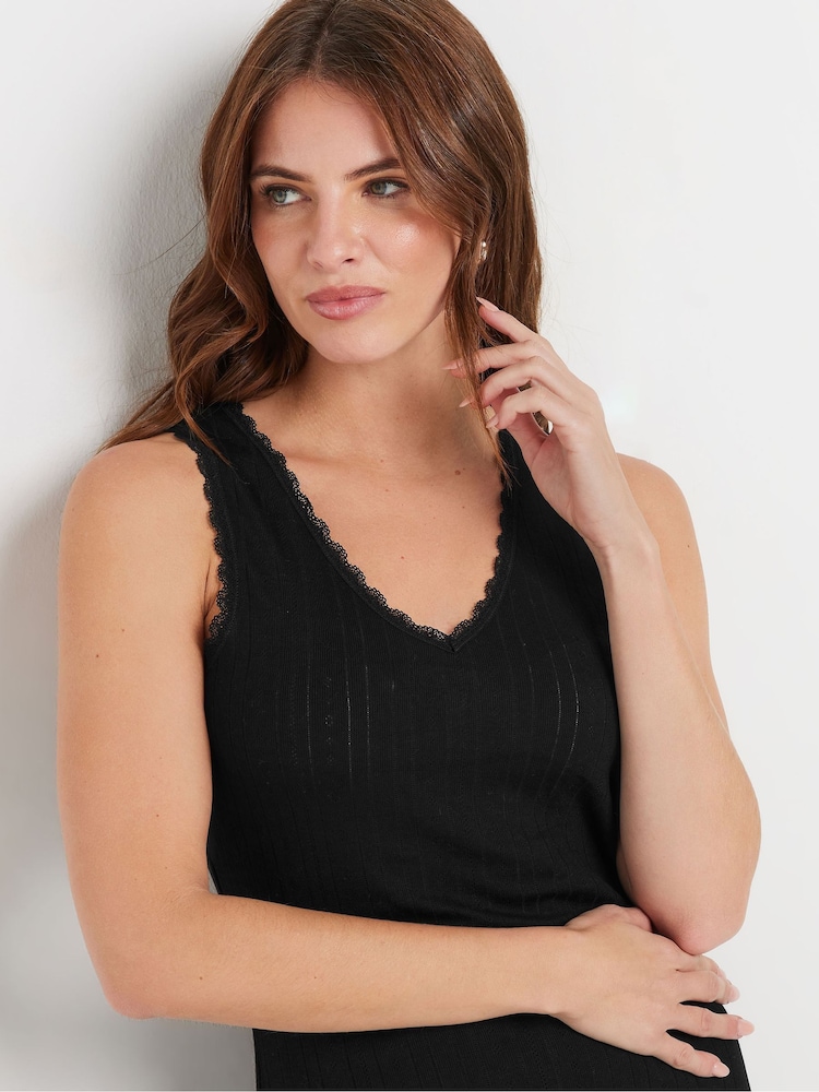 M&Co Black Pointelle Thermal Vest - Image 4 of 4
