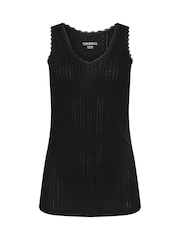M&Co Black Pointelle Thermal Vest - Image 5 of 5