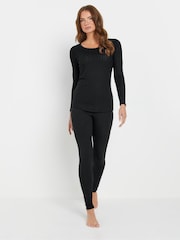 M&Co Black Pointelle Thermal Long Sleeve Top - Image 2 of 5
