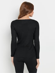 M&Co Black Pointelle Thermal Long Sleeve Top - Image 3 of 5