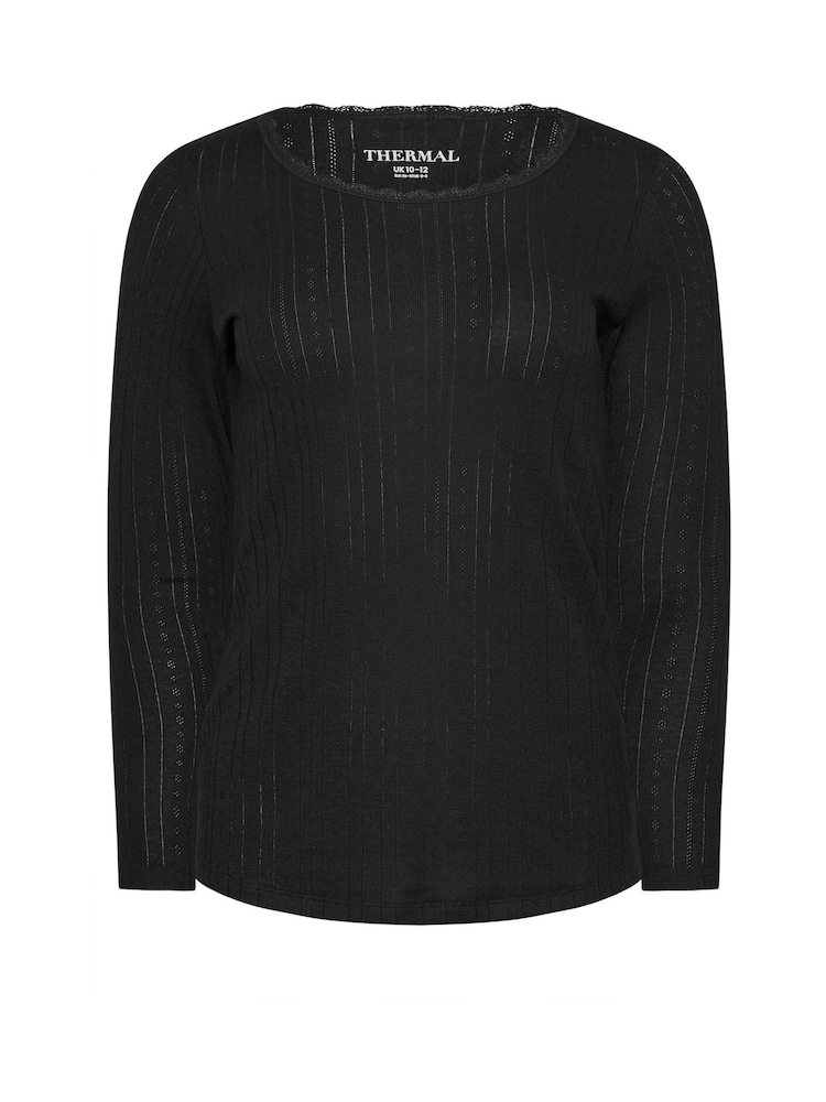 M&Co Black Pointelle Thermal Long Sleeve Top - Image 5 of 5