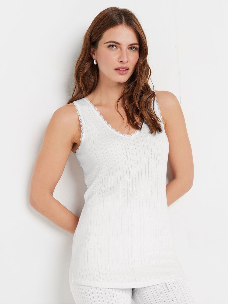 M&Co White Pointelle Thermal Vest - Image 1 of 5 M&Co White Pointelle Thermal Vest - Image 1 of 5
