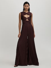Amur Cut-Out Pleated Wide Leg Jumpsuit - Image 1 of 5