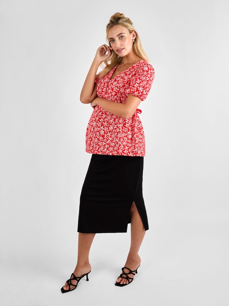 JoJo Maman Bébé Black Maternity Jersey Midi Skirt - Image 3 of 4