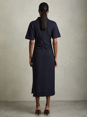 Reiss Navy Astrid Jersey Open-Collar Bodycon Dress - Image 5 of 6