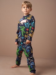 Angel & Rocket Blue Marvel 100% Cotton Jersey Pyjamas - Image 1 of 7