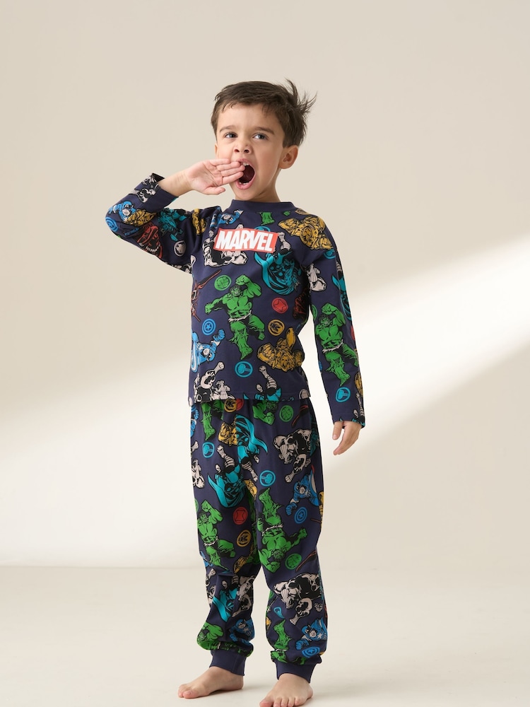 Angel & Rocket Blue Marvel 100% Cotton Jersey Pyjamas - Image 2 of 7