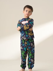Angel & Rocket Blue Marvel 100% Cotton Jersey Pyjamas - Image 3 of 7