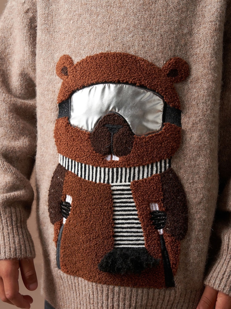 Angel & Rocket Brown Jules Borg Ski Beaver Knit Jumper - Image 7 of 7