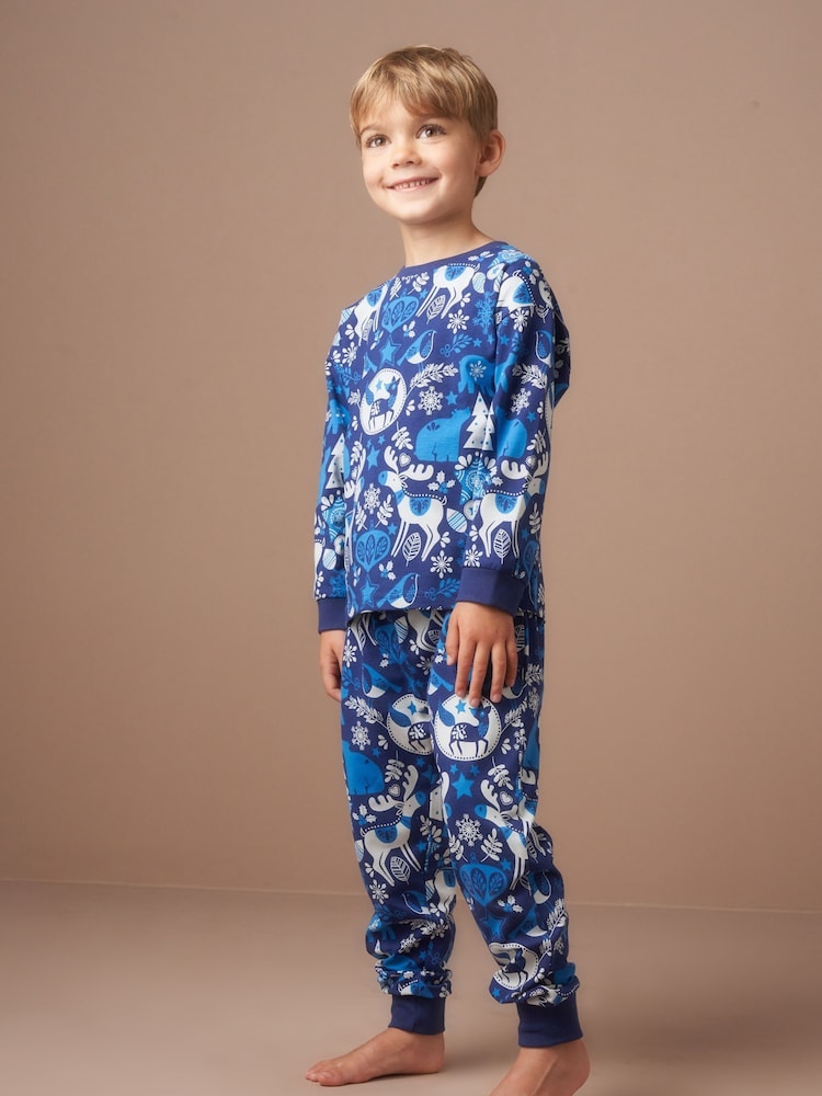 Angel & Rocket Blue Andreas Winter Print Pyjamas - Image 1 of 6
