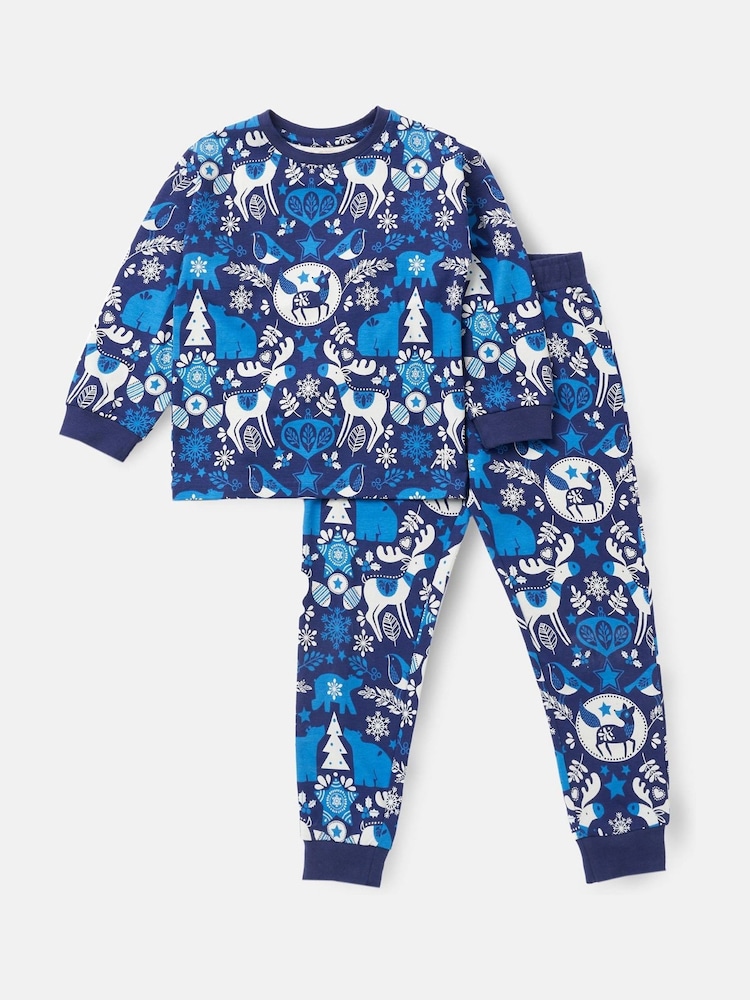 Angel & Rocket Blue Andreas Winter Print Pyjamas - Image 2 of 6