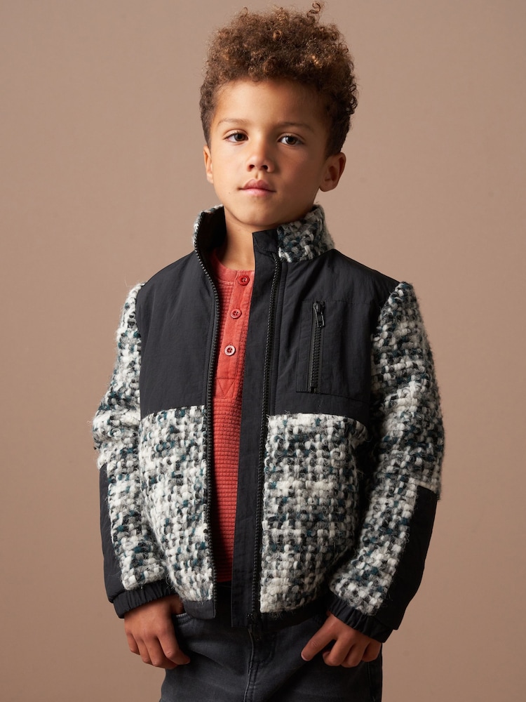 Angel & Rocket Grey Michael Multi Boucle Zip Trough Jacket - Image 1 of 8