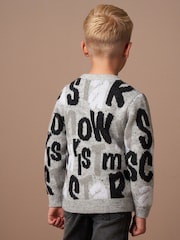Angel & Rocket Grey Bowen Christmas Slogan Knit Jumper - Image 2 of 8