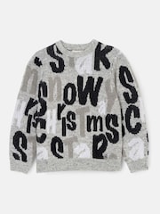 Angel & Rocket Grey Bowen Christmas Slogan Knit Jumper - Image 6 of 8