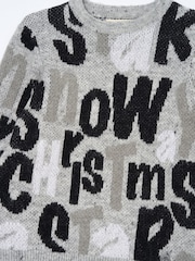 Angel & Rocket Grey Bowen Christmas Slogan Knit Jumper - Image 8 of 8