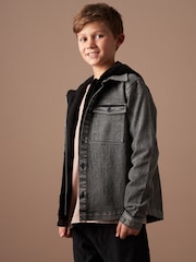 Angel & Rocket Grey Harrison Washed Denim 100% Cotton Jacket With Hood - Image 4 of 7