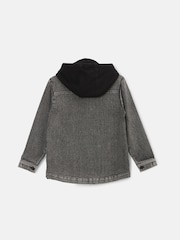 Angel & Rocket Grey Harrison Washed Denim 100% Cotton Jacket With Hood - Image 6 of 7