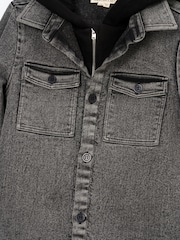 Angel & Rocket Grey Harrison Washed Denim 100% Cotton Jacket With Hood - Image 7 of 7