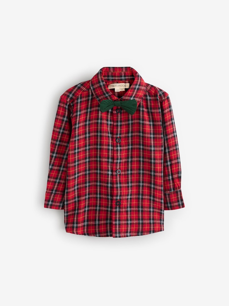Angel & Rocket Red Joeseph Check 100% Cotton Shirt With Bow Tie - Image 1 of 1