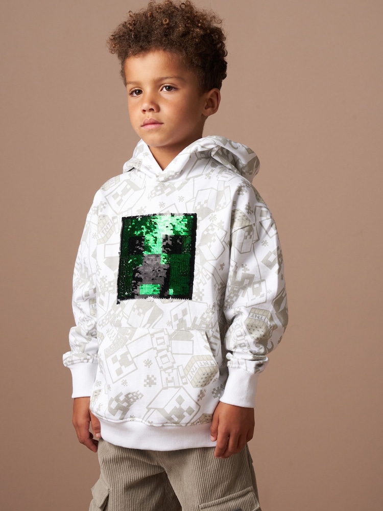 Sudadera de algodón 100 % con capucha y diseño gráfico de Minecraft con lentejuelas de Angel & Rocket - Imagen 2 de 7 Sudadera de algodón 100 % con capucha y diseño gráfico de Minecraft con lentejuelas de Angel & Rocket - Imagen 2 de 7