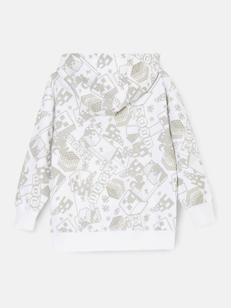 Angel & Rocket Grey Minecraft Graphic Sequin 100% Cotton Hoodie - Image 6 of 7