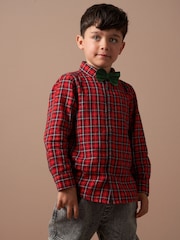 Angel & Rocket Red Joseph Check 100% Cotton Shirt With Bow Tie - Image 2 of 6