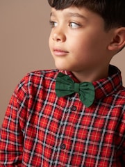 Angel & Rocket Red Joseph Check 100% Cotton Shirt With Bow Tie - Image 3 of 6