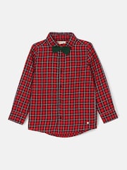 Angel & Rocket Red Joseph Check 100% Cotton Shirt With Bow Tie - Image 4 of 6