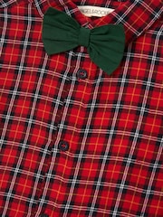 Angel & Rocket Red Joseph Check 100% Cotton Shirt With Bow Tie - Image 6 of 6