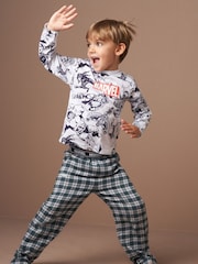 Angel & Rocket Grey Marvel Woven Jersey 100% Cotton Pyjamas Set - Image 1 of 8