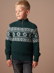 Angel & Rocket Green Conrin Fairisle Pattern Jumper - Image 3 of 7