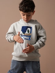 Angel & Rocket Grey Sonic Sequin 100% Cotton Hoodie - Image 1 of 7