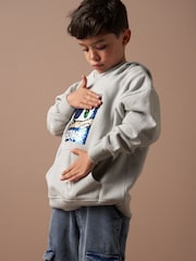 Angel & Rocket Grey Sonic Sequin 100% Cotton Hoodie - Image 2 of 7