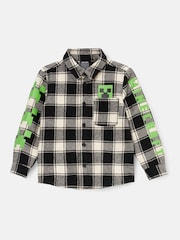 Angel & Rocket Black Minecraft Brushed 100% Cotton Check Shirt - Image 1 of 3