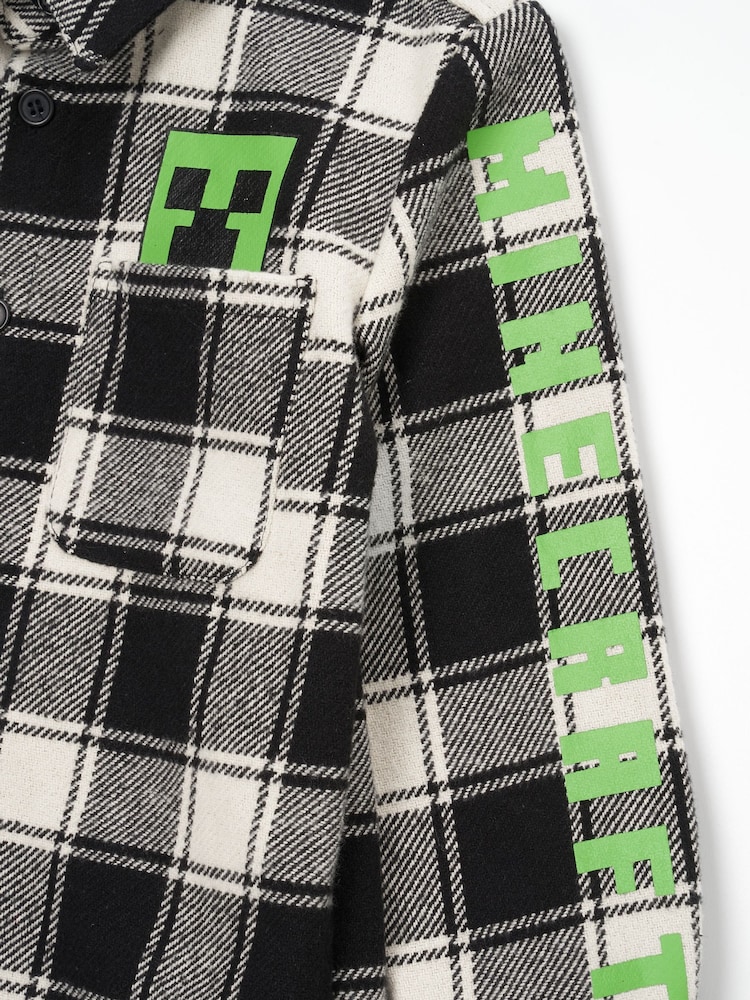 Angel & Rocket Black Minecraft Brushed 100% Cotton Check Shirt - Image 3 of 3