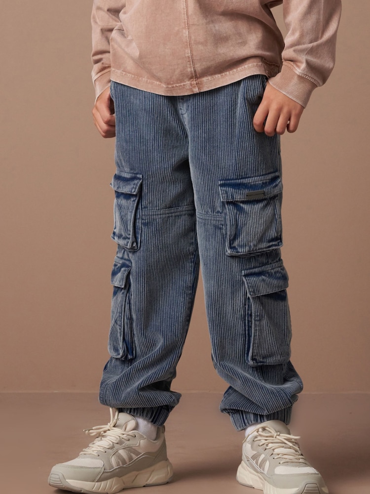 Angel & Rocket Blue Joseph Washed Corduroy Skater 100% Cotton Trousers - Image 1 of 5